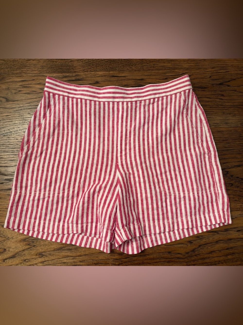 Banana Republic Pink Striped Linen Blend Shorts M Coastal French Riviera - Picture 2 of 12